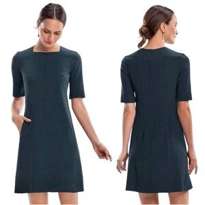 MM Lafleur Hunter Green Emily Shift Short Sleeve Pockets A-Line Dress Size 0P
